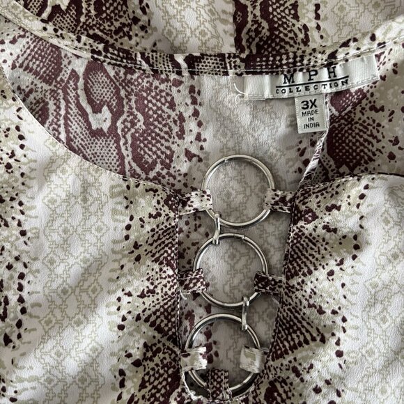 Mph Collection Women’s 3x Snake Print Blouse Top Snake Print Boho Artsy Office - Picture 4 of 14